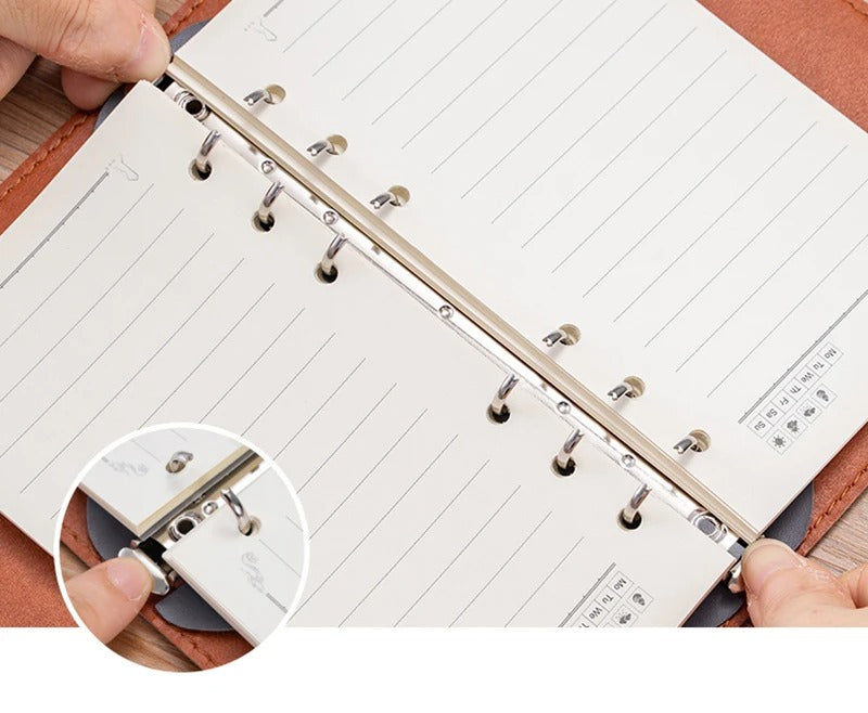 classeur souple brun 6 anneaux ouvre facilement