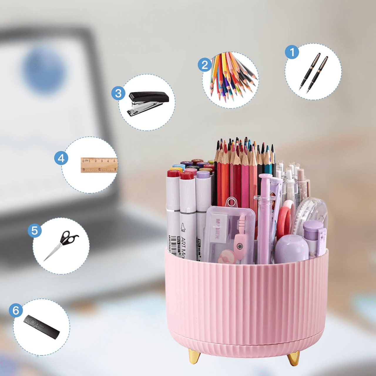 Organisateur Bureau - DesktopOrganizer™ - Rose - Mon Bureau Rangé