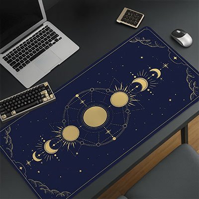 sous main bleu et or