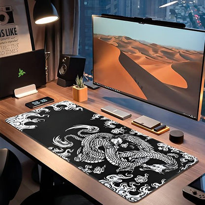 Sous main noir et blanc dragon 