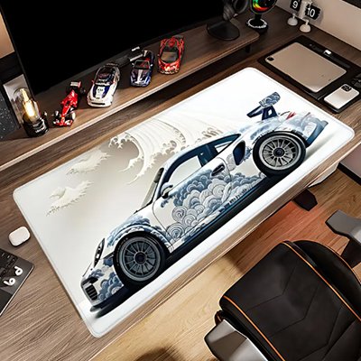 sous mains voiture asiatique bleu et blanc