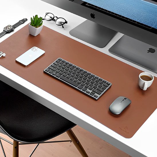 sous mains bureau similicuir brun