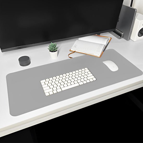 sous main bureau similicuir gris