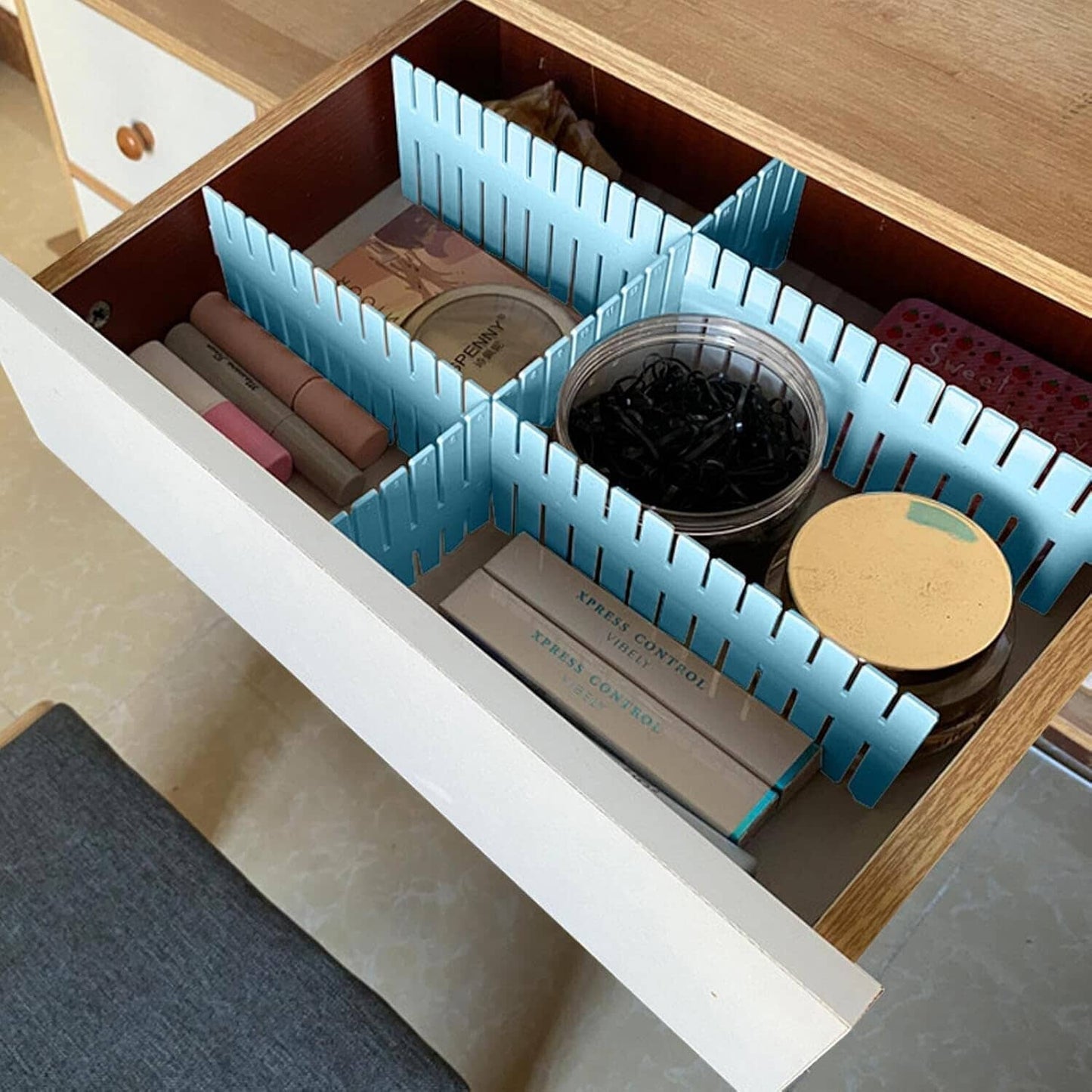 Séparateur de Tiroir - AdjustableDivider™ - Bleu - Mon Bureau Rangé