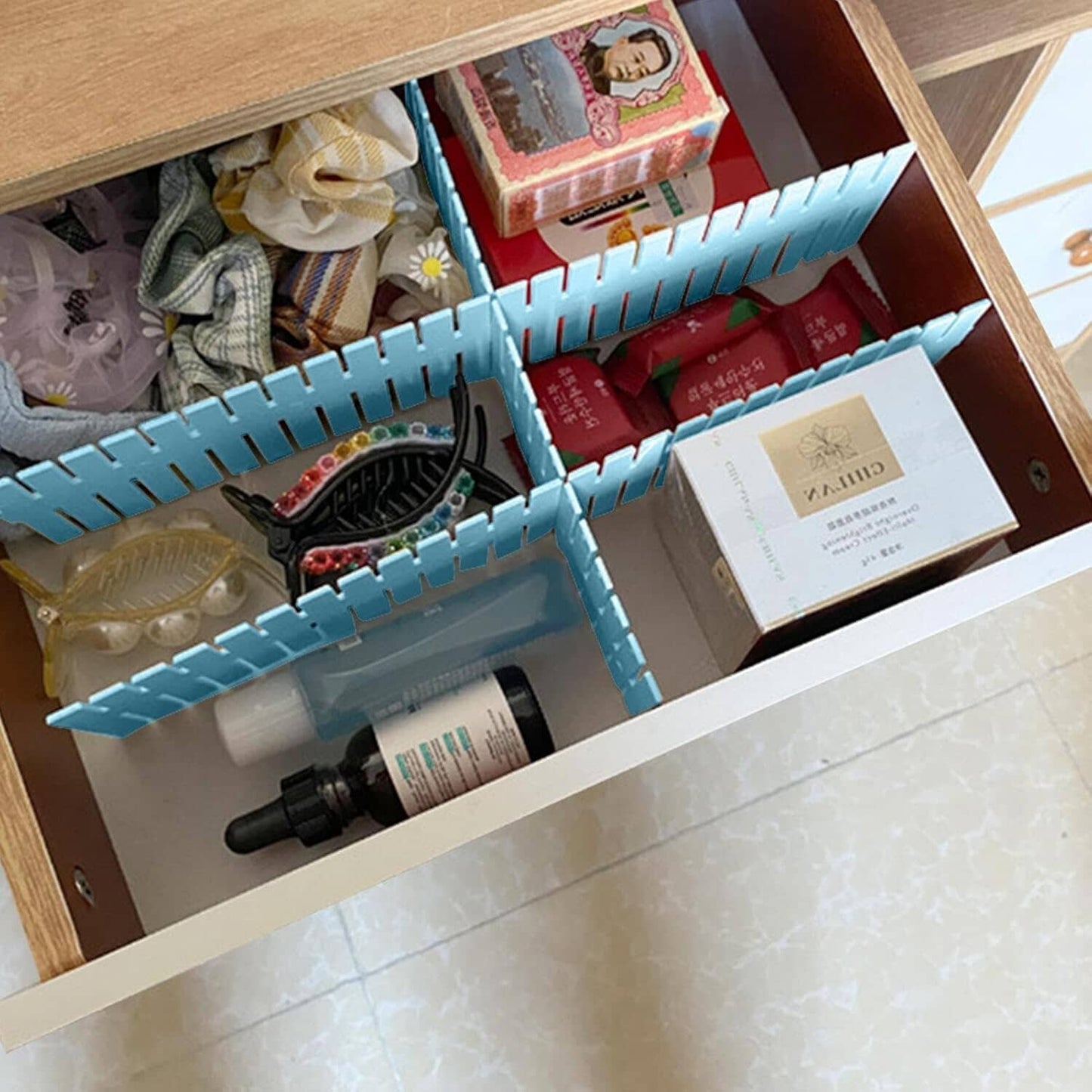 Séparateur de Tiroir - AdjustableDivider™ - Bleu - Mon Bureau Rangé