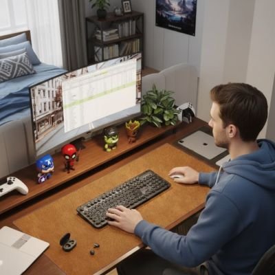 Sous main bureau marron clair XXl