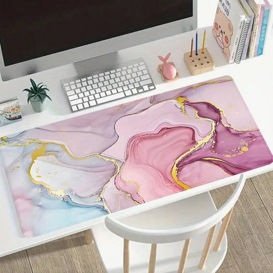 Sous main bureau vague de couleurs rose mauve or