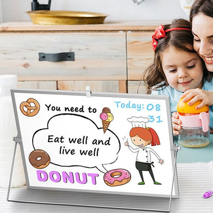 Tableau blanc enfant et parent suivre un tache sur le tableau